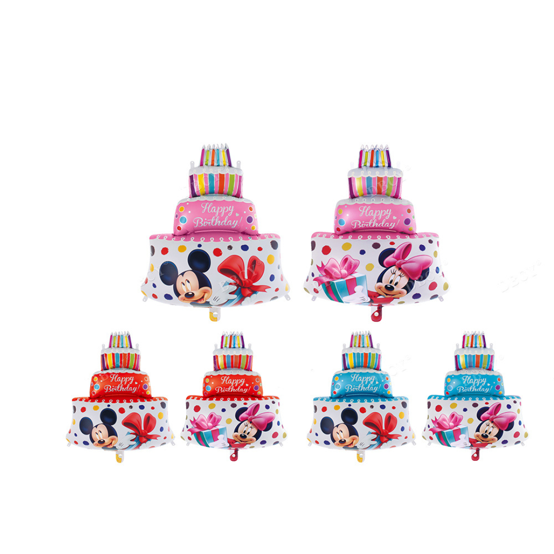 Foil Multicolor Happy Birthday Mickey-Minnie Balloon, 34"
