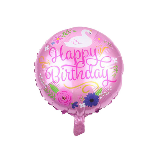 Foil Happy Birthday Pink Swan Balloon, 18"