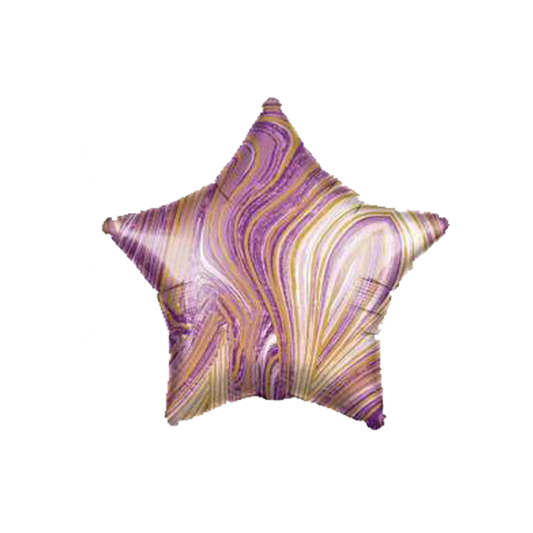 Foil Purple Marble Star Balloon, 18"