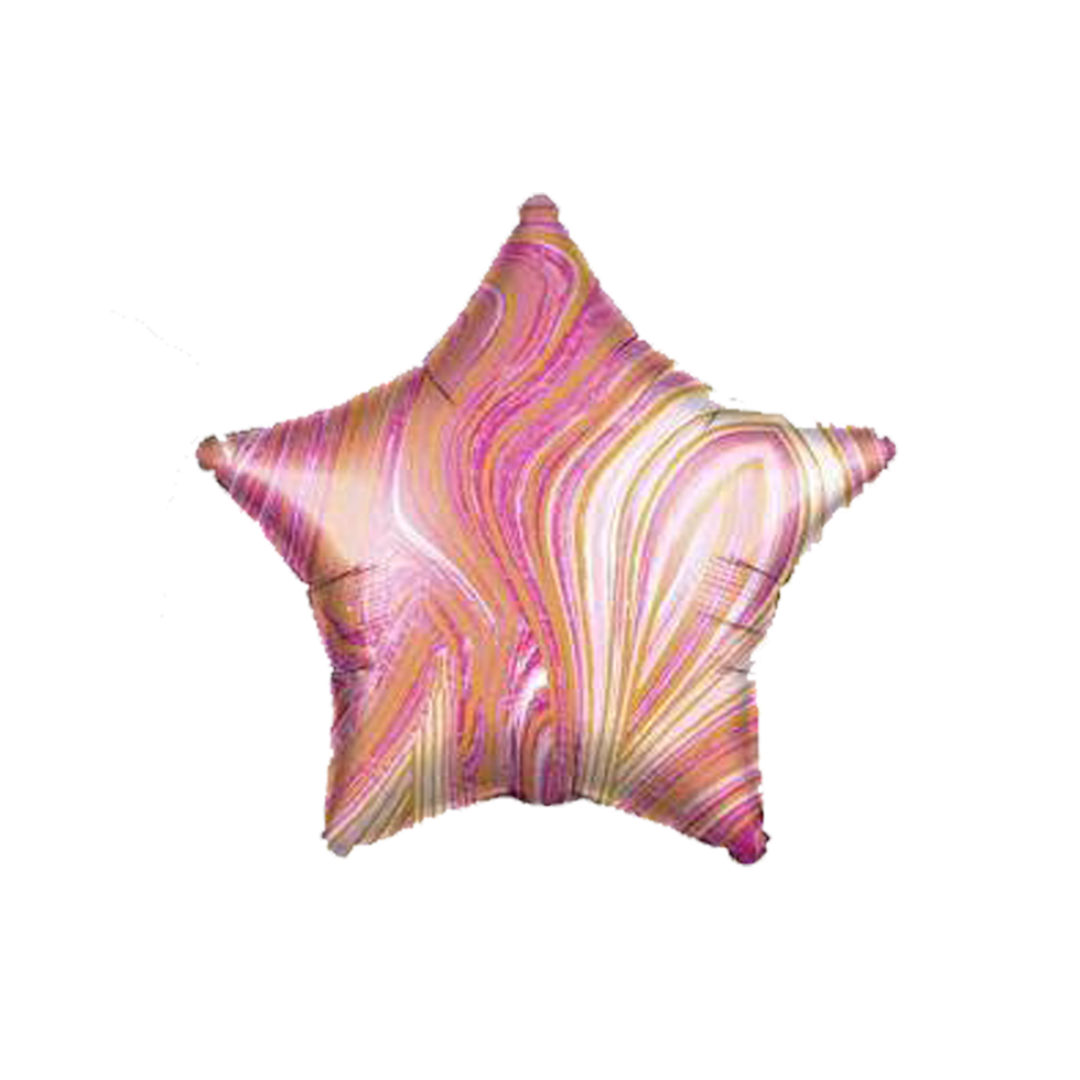 Foil Pink Marble Star Balloon, 18"