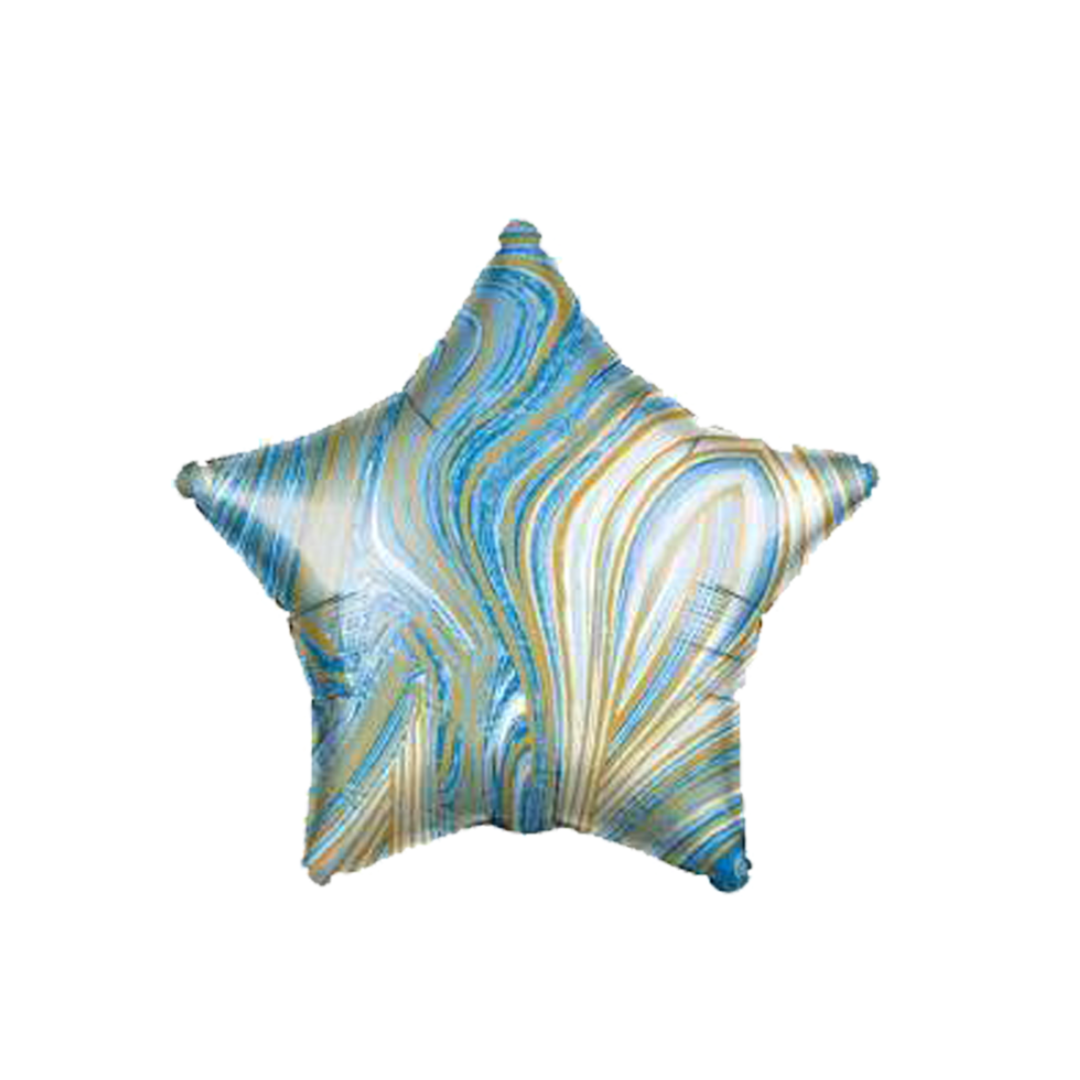 Foil Blue Marble Star Balloon, 18"