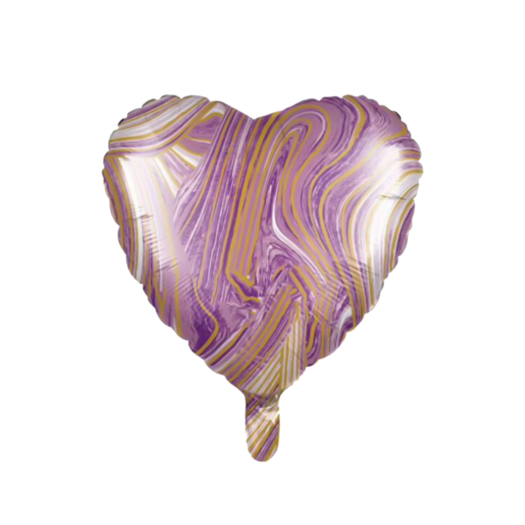 Foil Purple Marble Heart Balloon, 18"