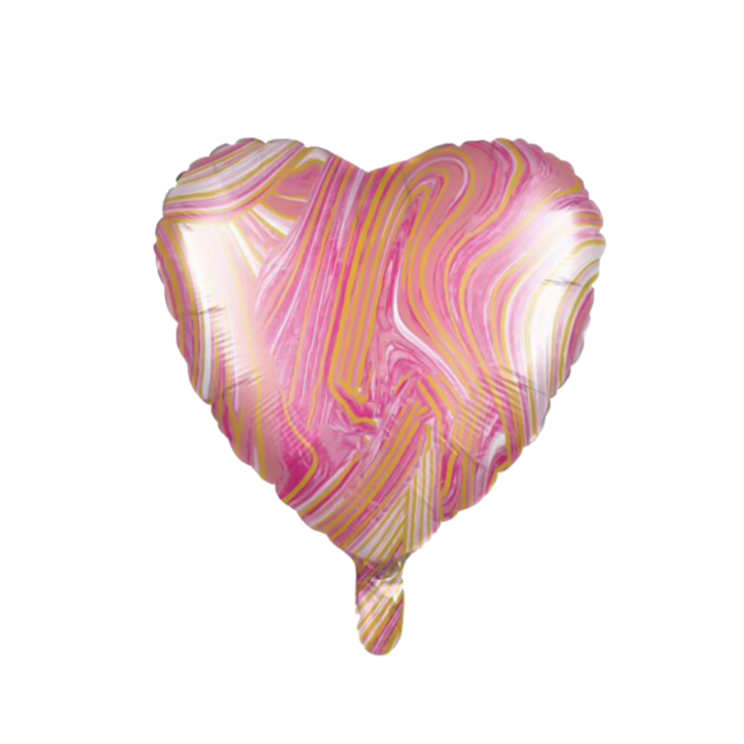 Foil Pink Marble Heart Balloon, 18"