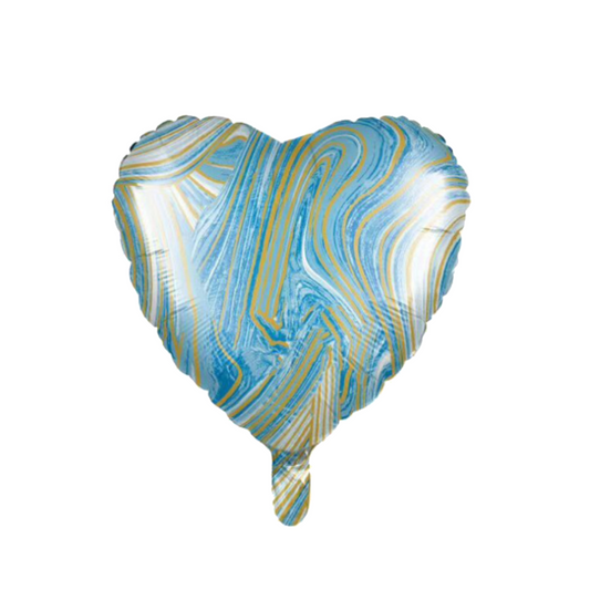 Foil Blue Marble Heart Balloon, 18"