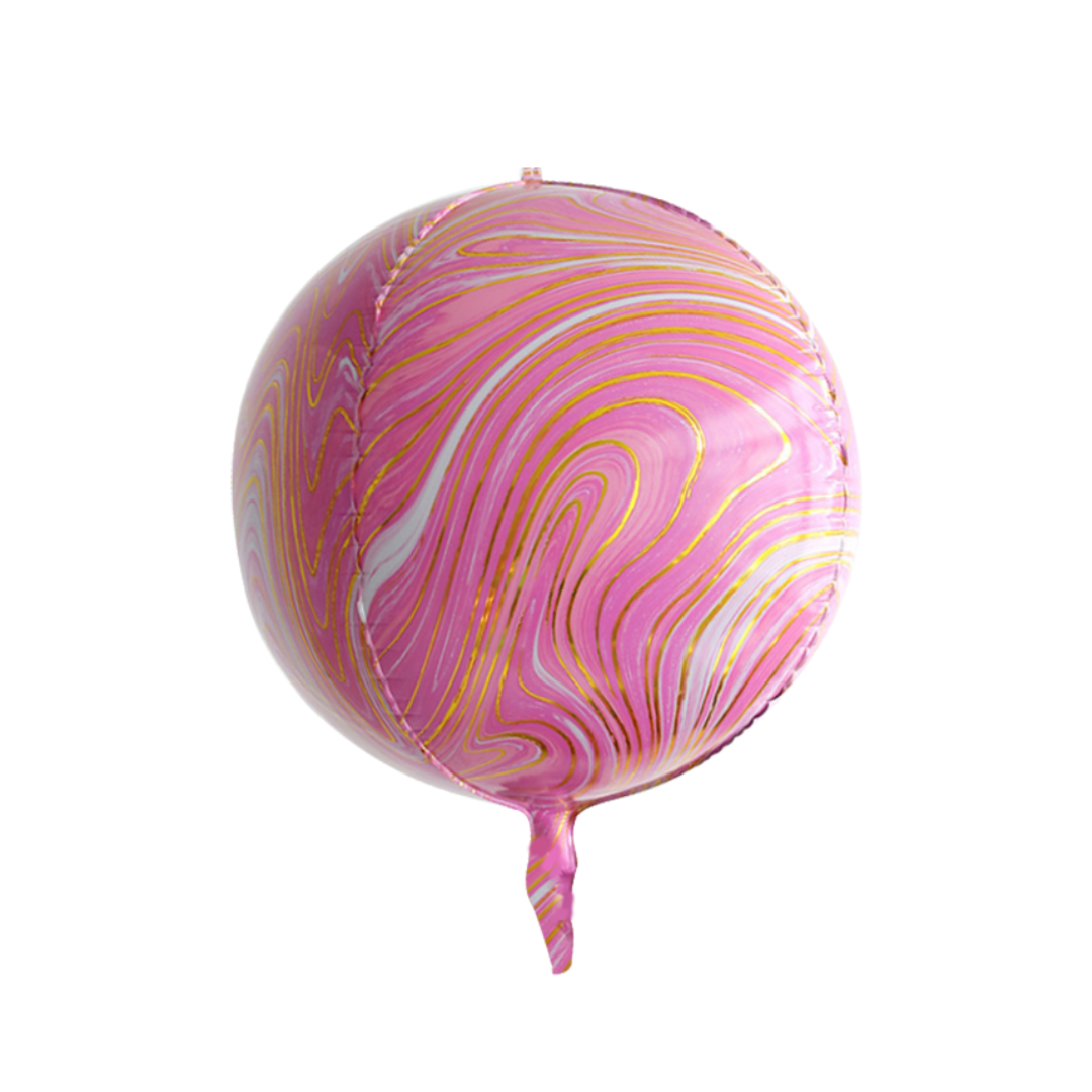 Foil Gold Pink 4D Marble Balloon, 22"