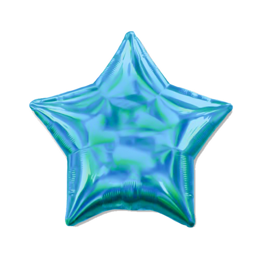 Foil Blue Iridescent Star Balloon, 18"