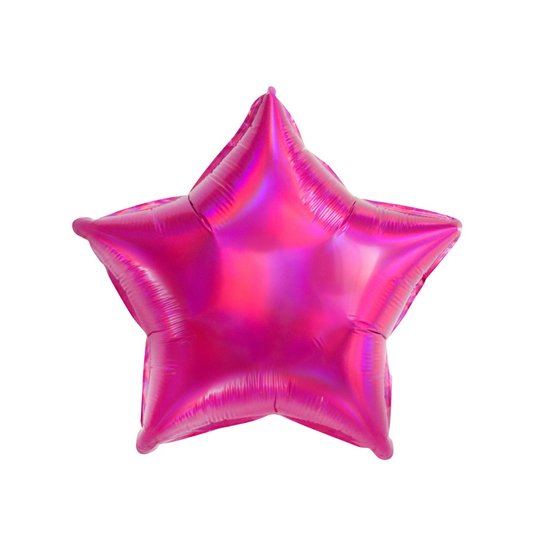 Foil Fuchsia Iridescent Star Balloon, 18"