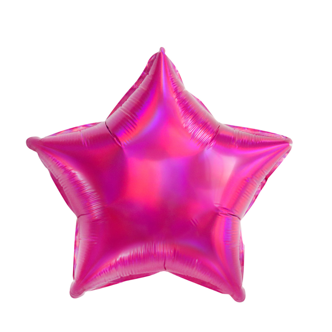 Foil Fuchsia Laser Star Balloon, 18"