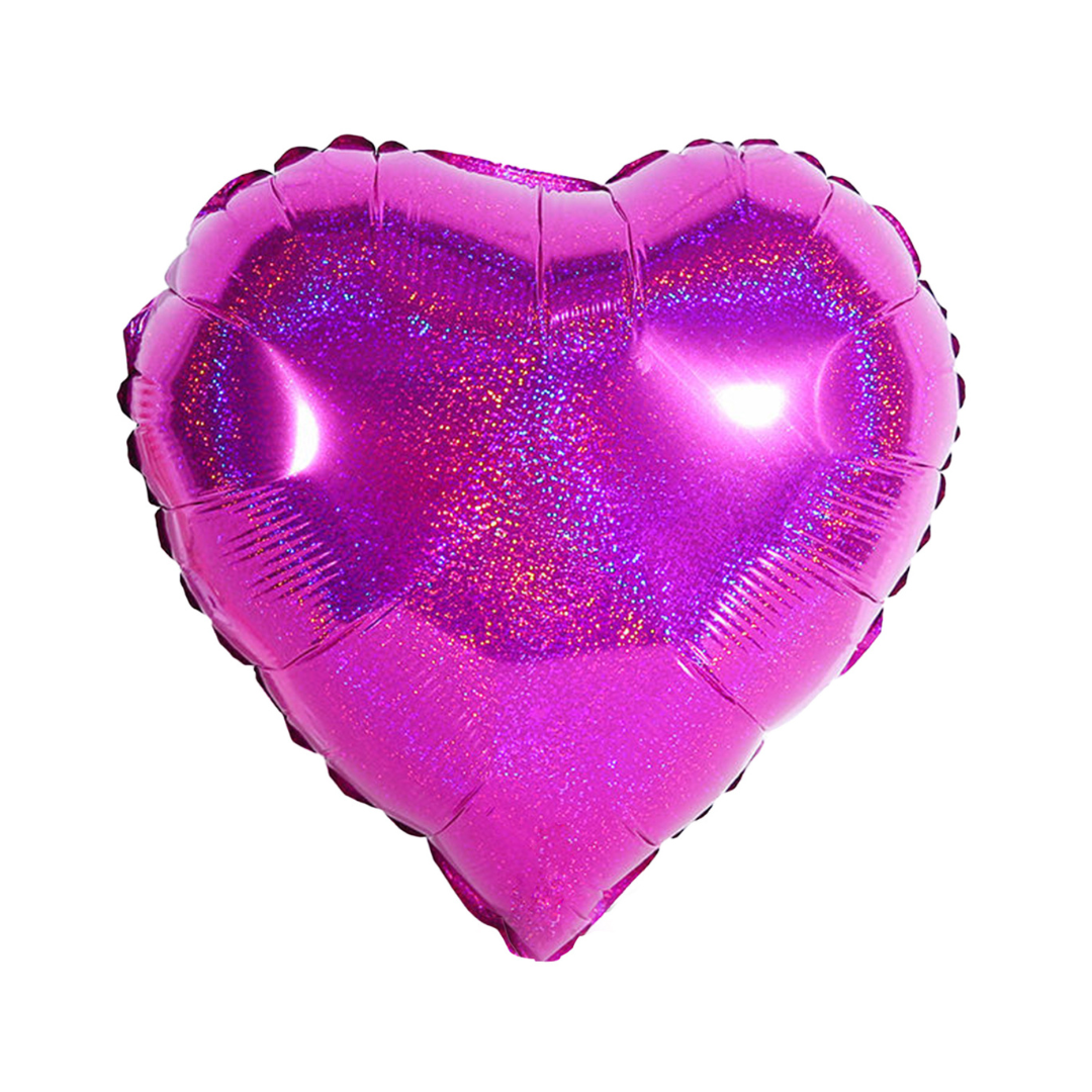 Foil Fuchsia Laser Heart Balloon, 18"