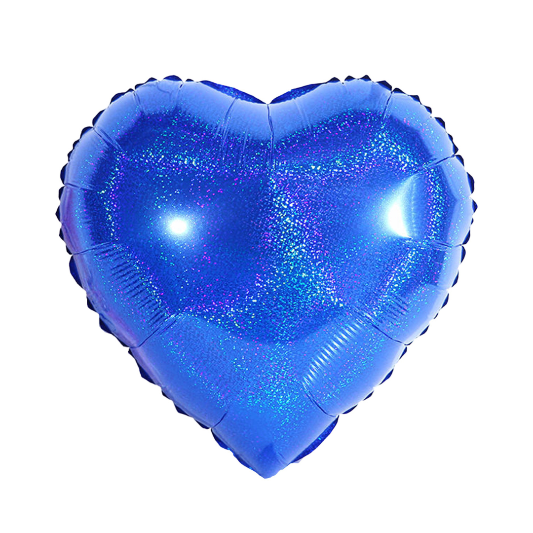 Foil Blue Laser Heart Balloon, 18"