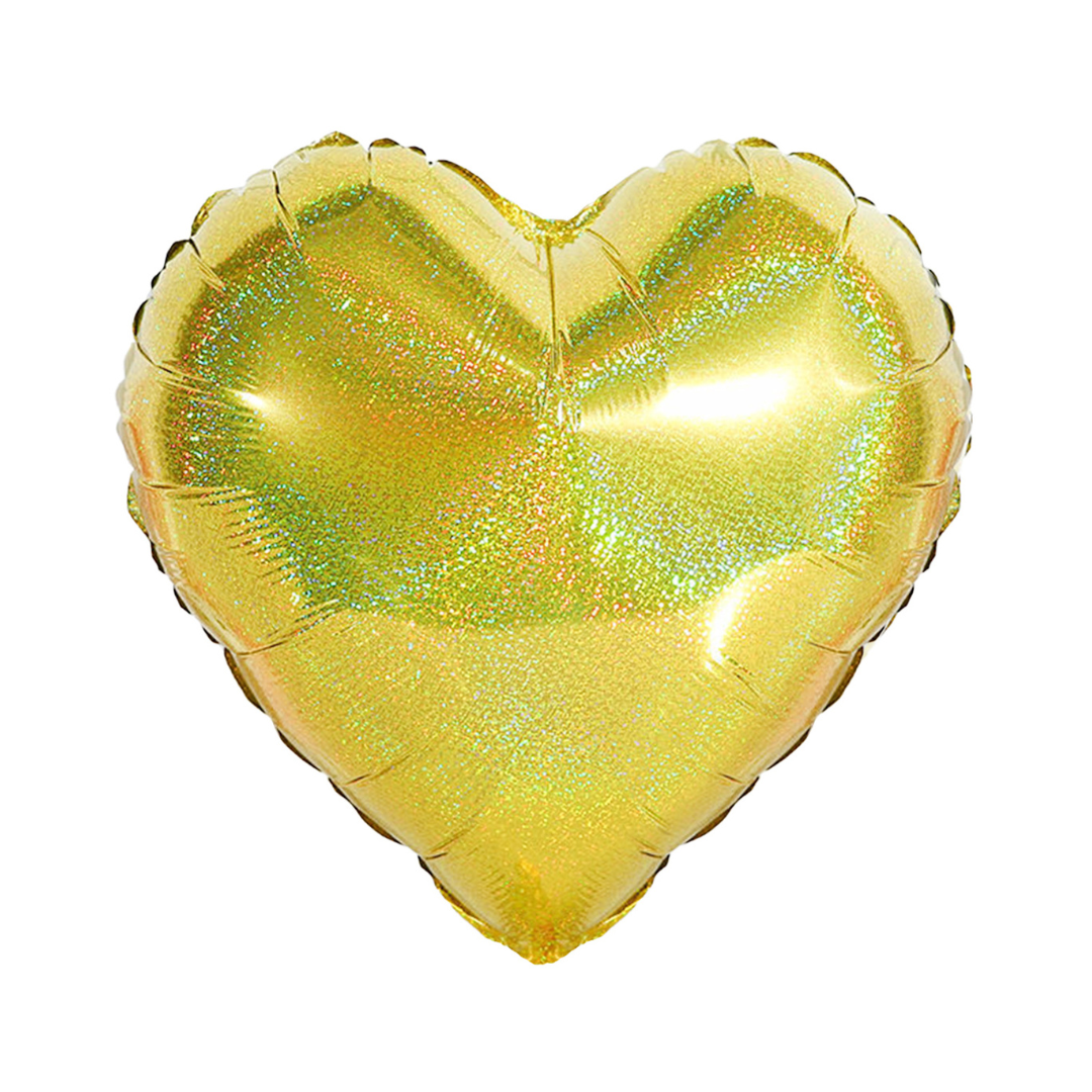 Foil Gold Laser Heart Balloon, 18"