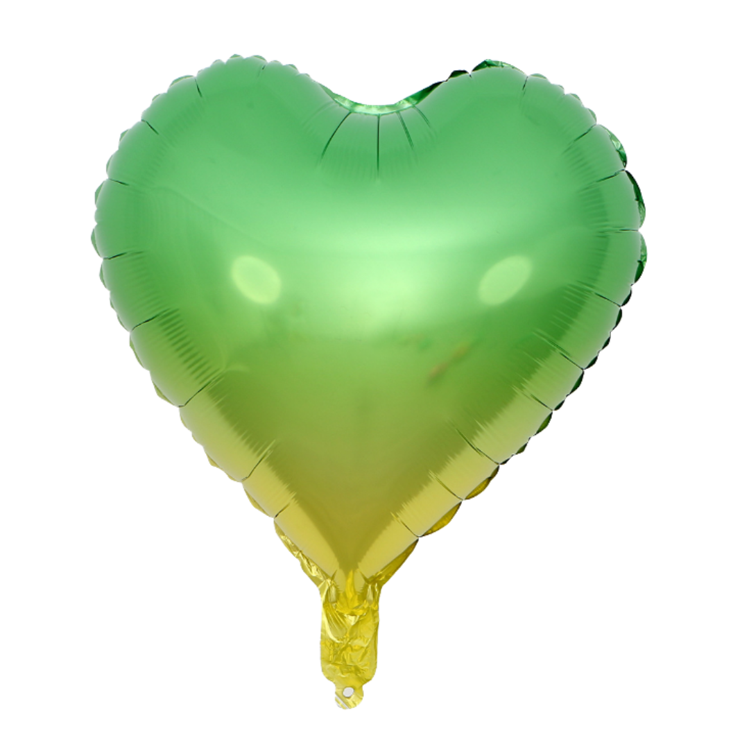 Foil Green-Yellow Rainbow Heart Balloon, 18"