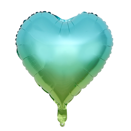 Coeur arc-en-ciel bleu-vert 18"