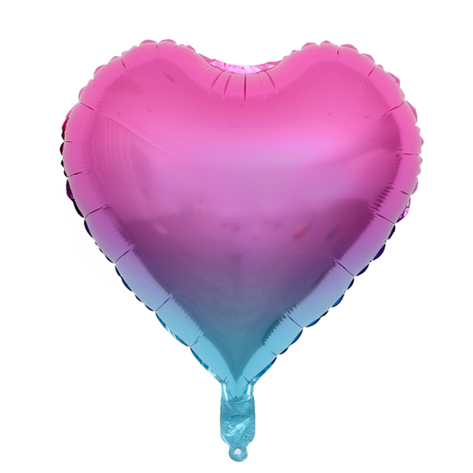 Foil Pink-Blue Rainbow Heart Balloon, 18"