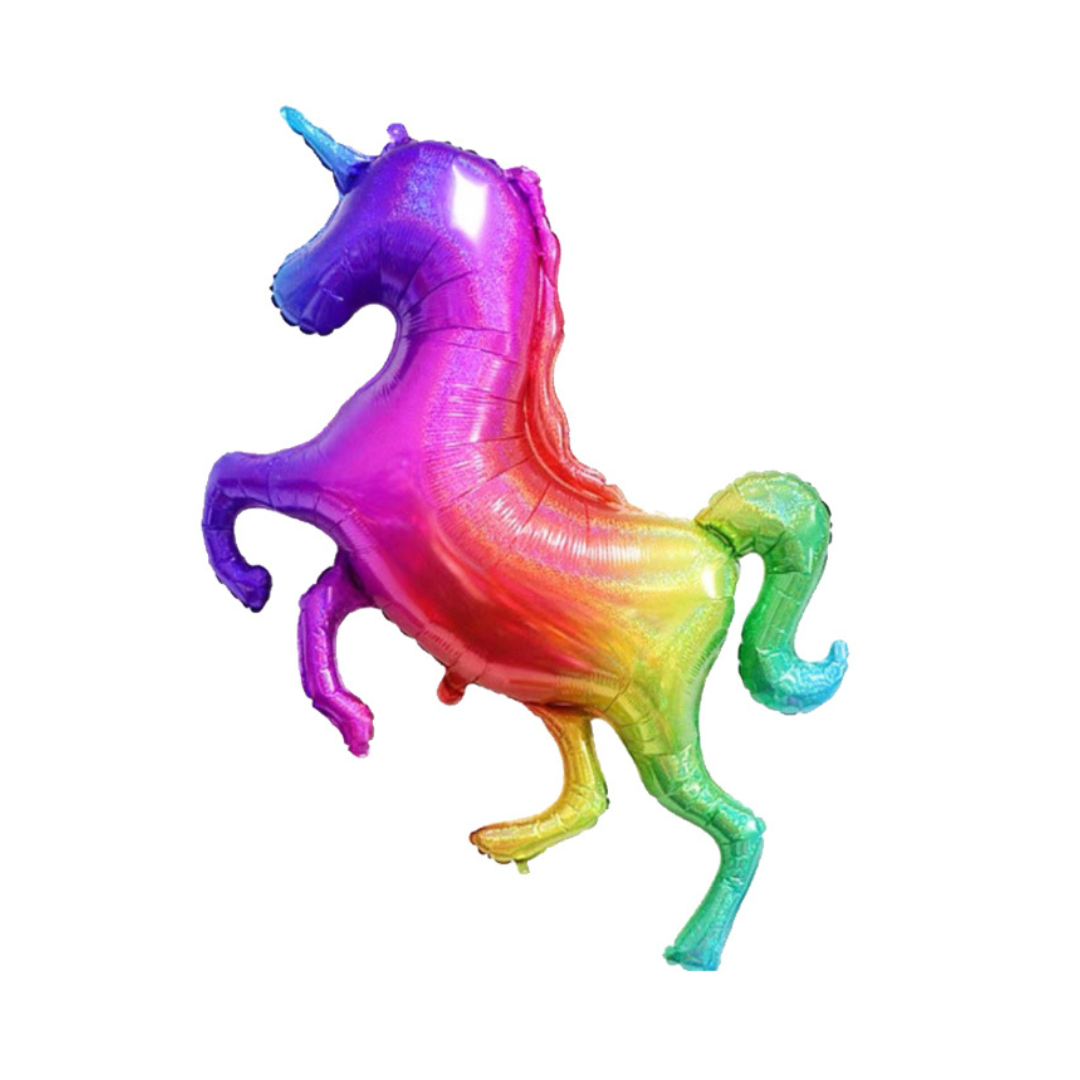 Foil Rainbow Standing Unicorn Balloon, 53"