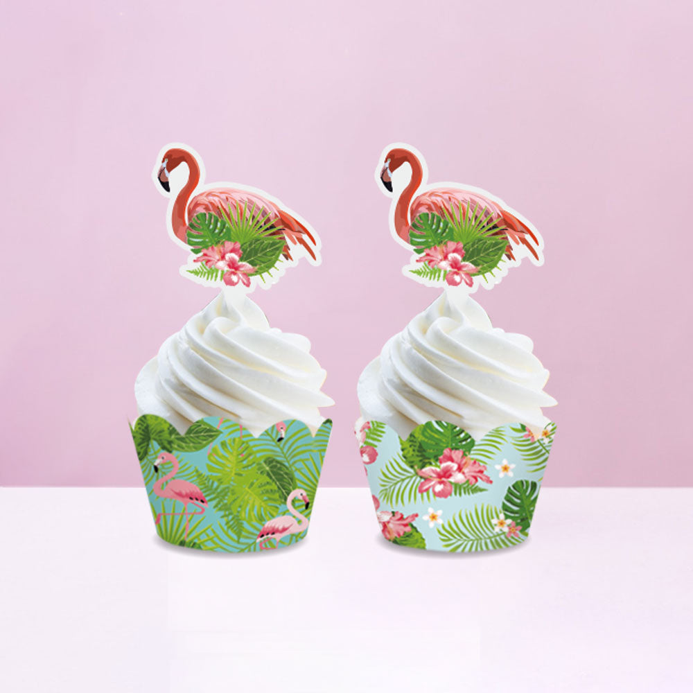 Aloha Hawaiian  Cupcake Wrappers and Toppers, 24-pc