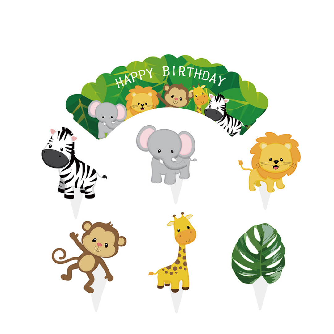 Jungle  Cupcake Wrappers and Toppers, 24-pc
