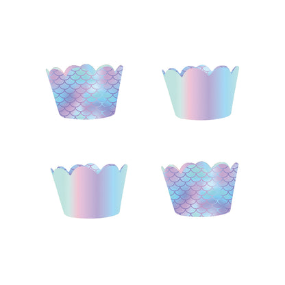 Party Like A Mermaid Cupcake Wrappers and Toppers, 20-pc