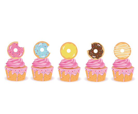 Emballages et garnitures pour cupcakes Donuts, 20 à 24 pièces