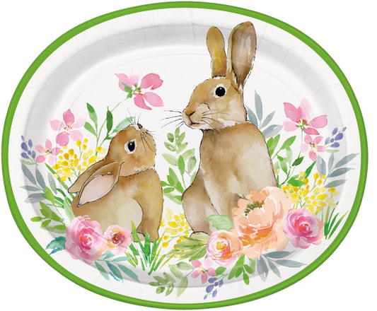 Watercolor Pastel Easter Oval Plates, 8-pc