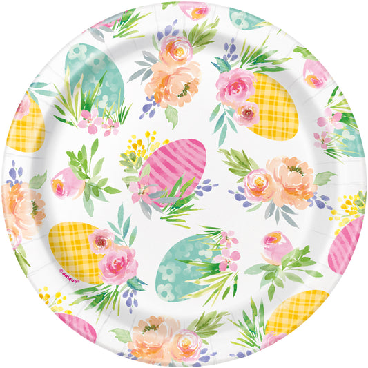 Watercolor Pastel Easter Round 7" Dessert Plates, 8-pc