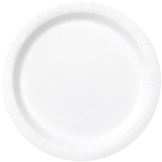 Assiettes à dîner blanches pleines rondes de 9 po, 16 pces