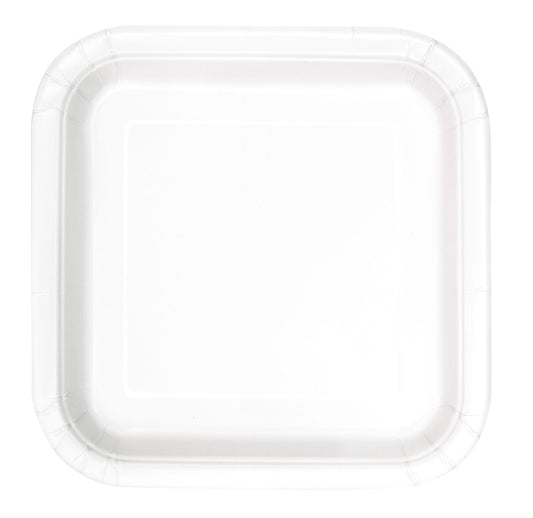 White Solid Square 9" Dinner Plates, 14-pc