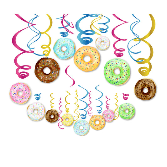 Tourbillons à suspendre Donut Happy Birthday, 15 pces