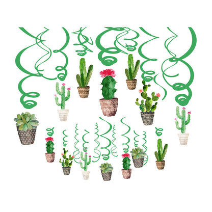 Cactus Hanging Swirls, 15-pc