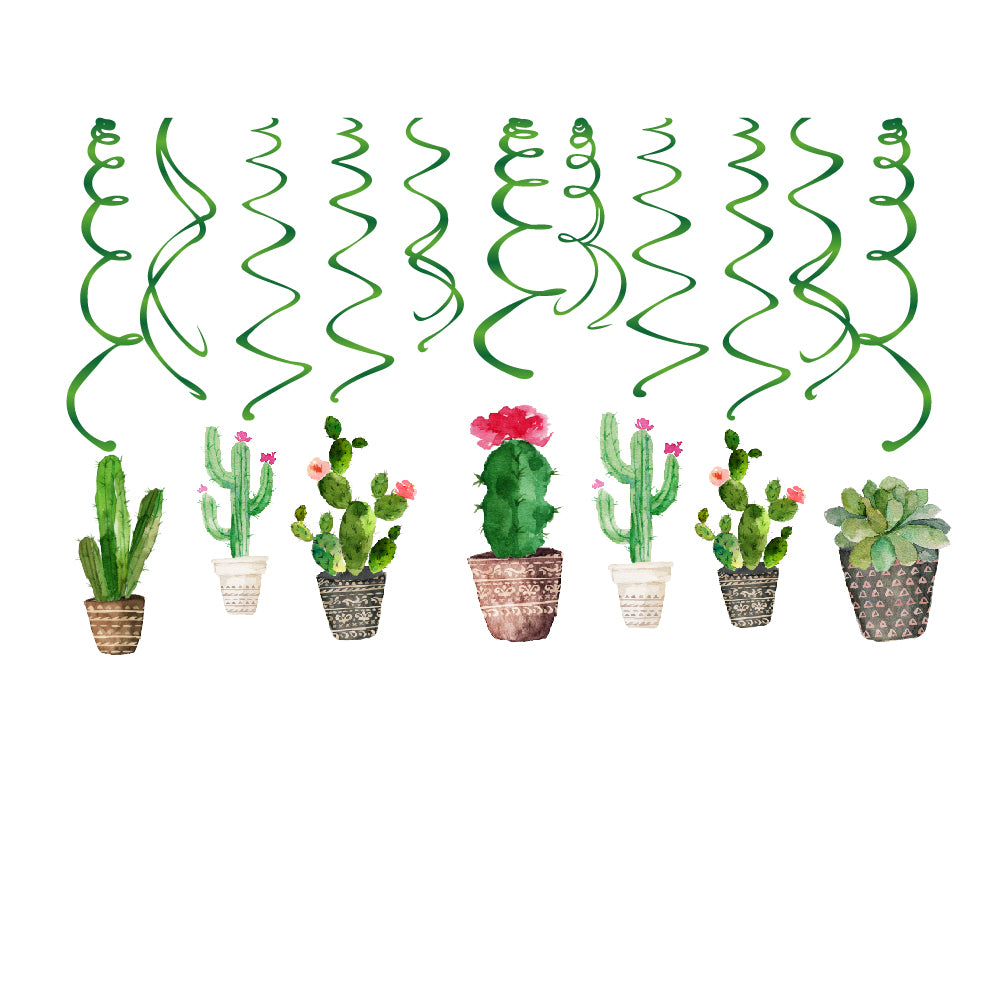 Cactus Hanging Swirls, 15-pc