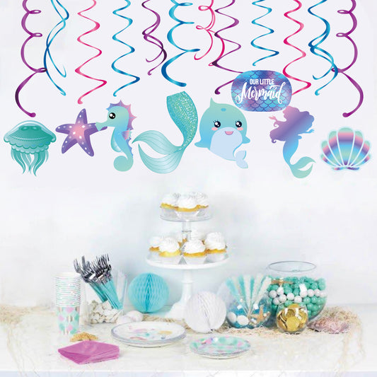 Mermaid Scales Hanging Swirls, 15-pc