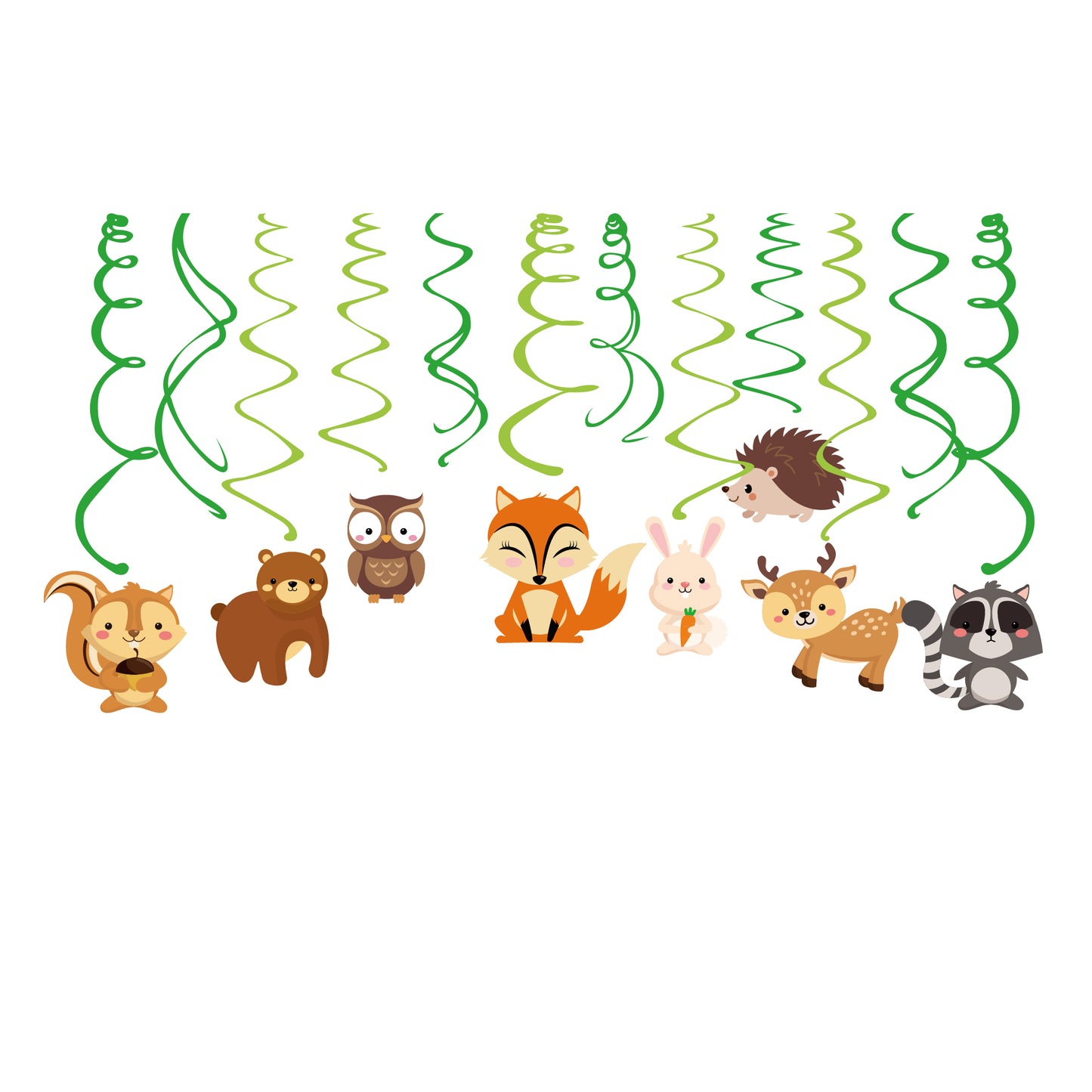 Woodland Animals Hanging Swirls, 15-pc