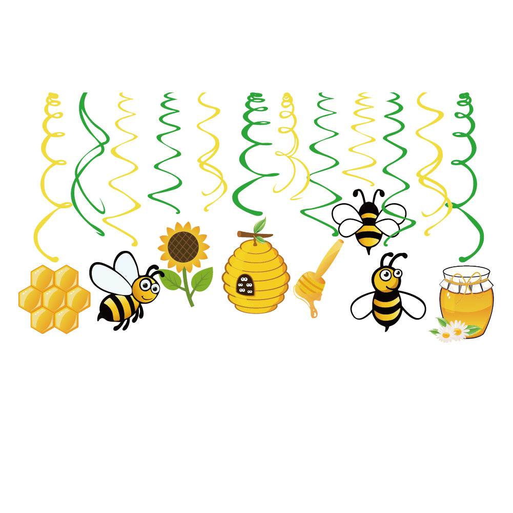 Bumble Bee Hanging Swirls, 15-pc