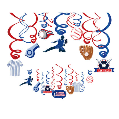 Baseball Hanging Swirls, 15-pc