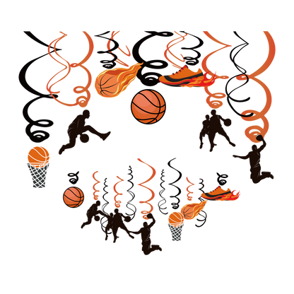 Basketball  Hanging Swirls, 15-pc