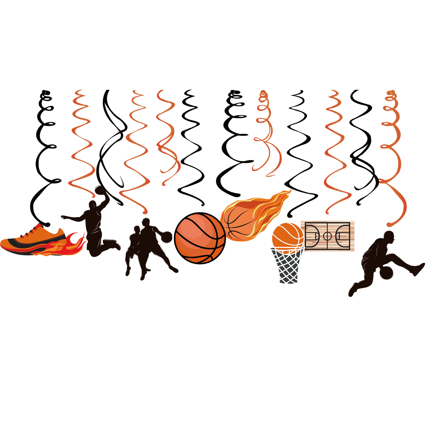 Basketball  Hanging Swirls, 15-pc