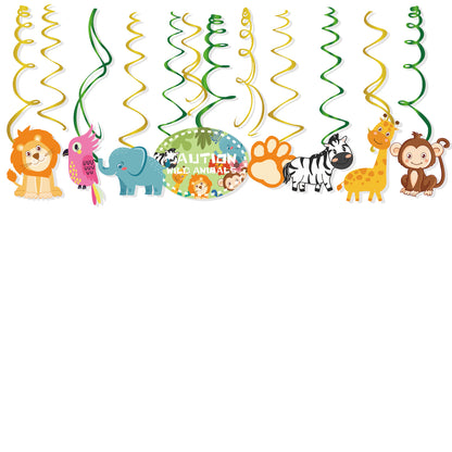 Wild Animals Jungle Safari Hanging Swirls, 15-pc