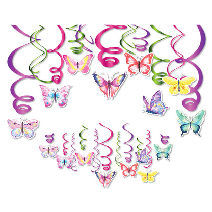 Butterfly Hanging Swirls, 15-pc