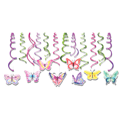 Butterfly Hanging Swirls, 15-pc