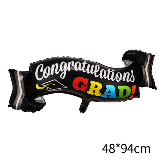 Félicitations Grad Black Banner 38"
