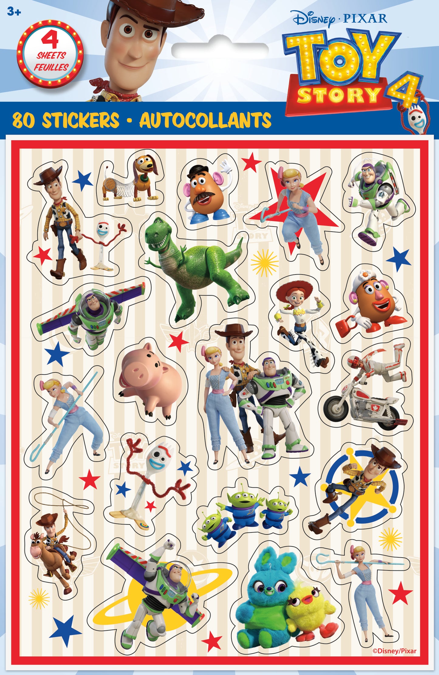 Feuilles d'autocollants Disney Toy Story 4, 4 pces