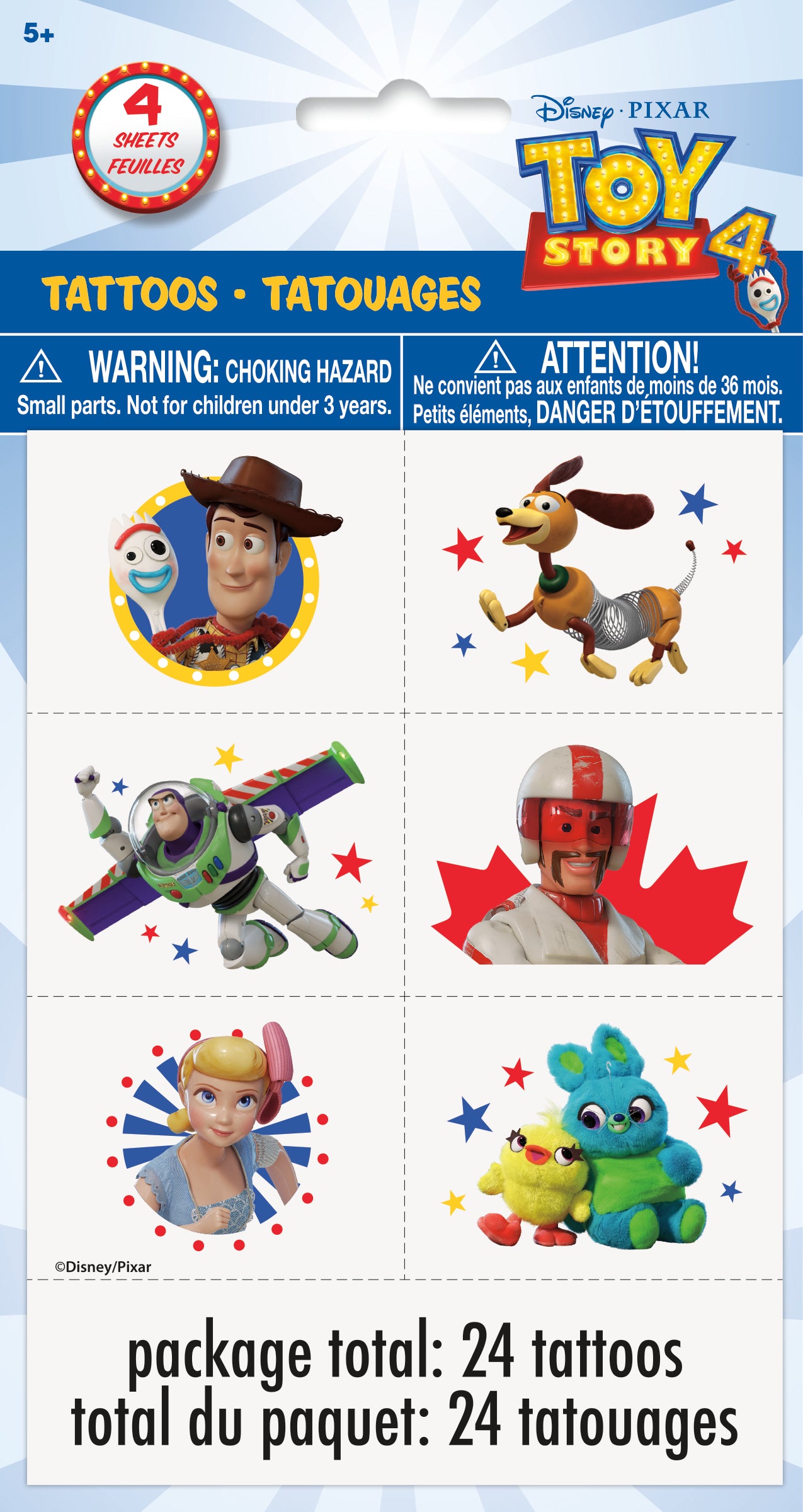 Disney Toy Story 4 tatouages, 24 pces