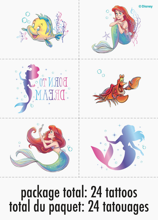 Disney The Little Mermaid Tattoos, 24-pc