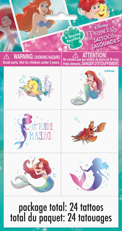 Disney The Little Mermaid Tattoos, 24-pc