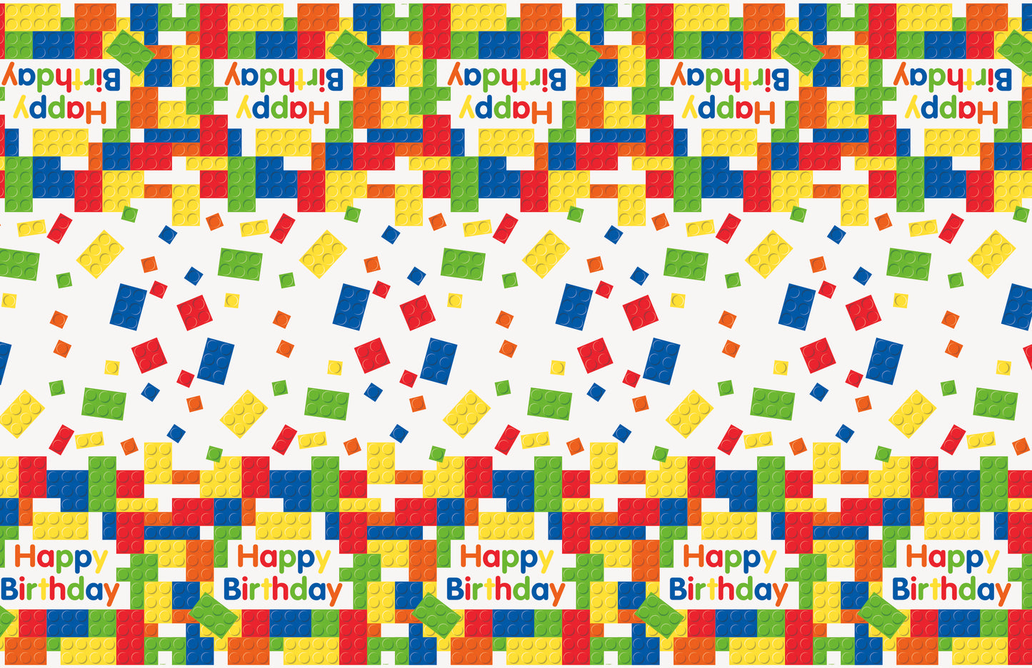 Building Blocks Birthday Rectangular Plastic Table Cover, 54" x 84"