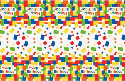 Building Blocks Birthday Rectangular Plastic Table Cover, 54" x 84"
