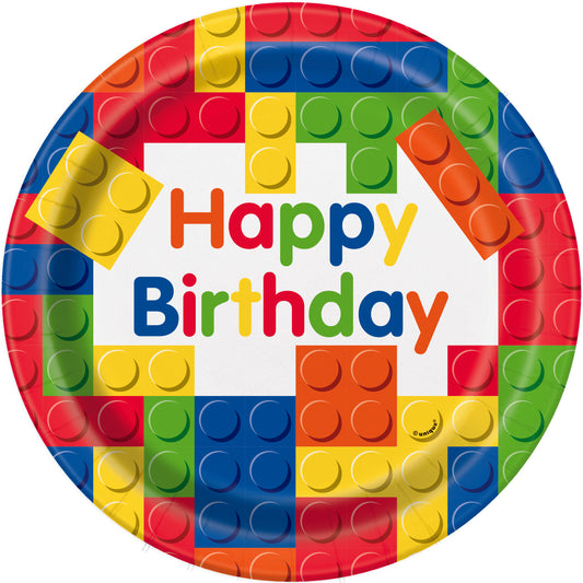 Building Blocks Birthday Round 9" Dinner Plates, 8-pc