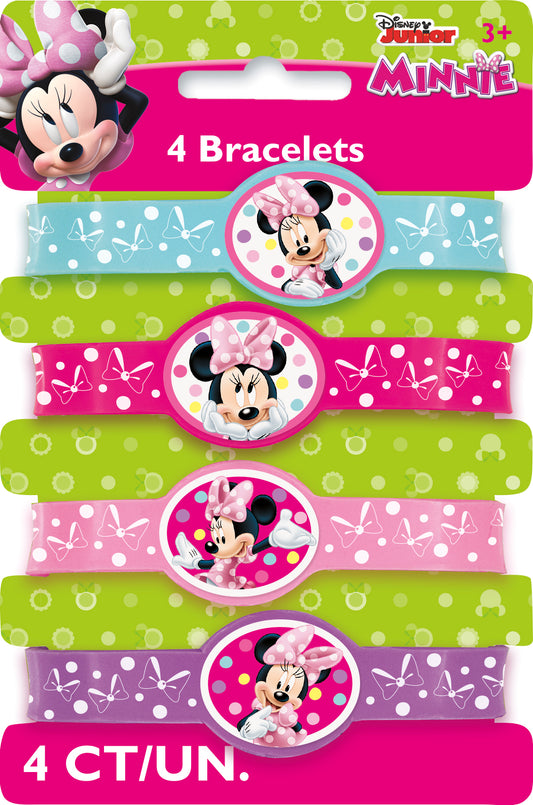 Bracelets en silicone Minnie Mouse de Disney, cotillons, 4 pces