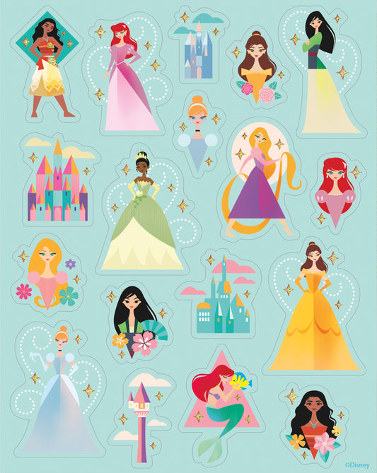Feuilles d'autocollants scintillants Disney Princess, 4 pces
