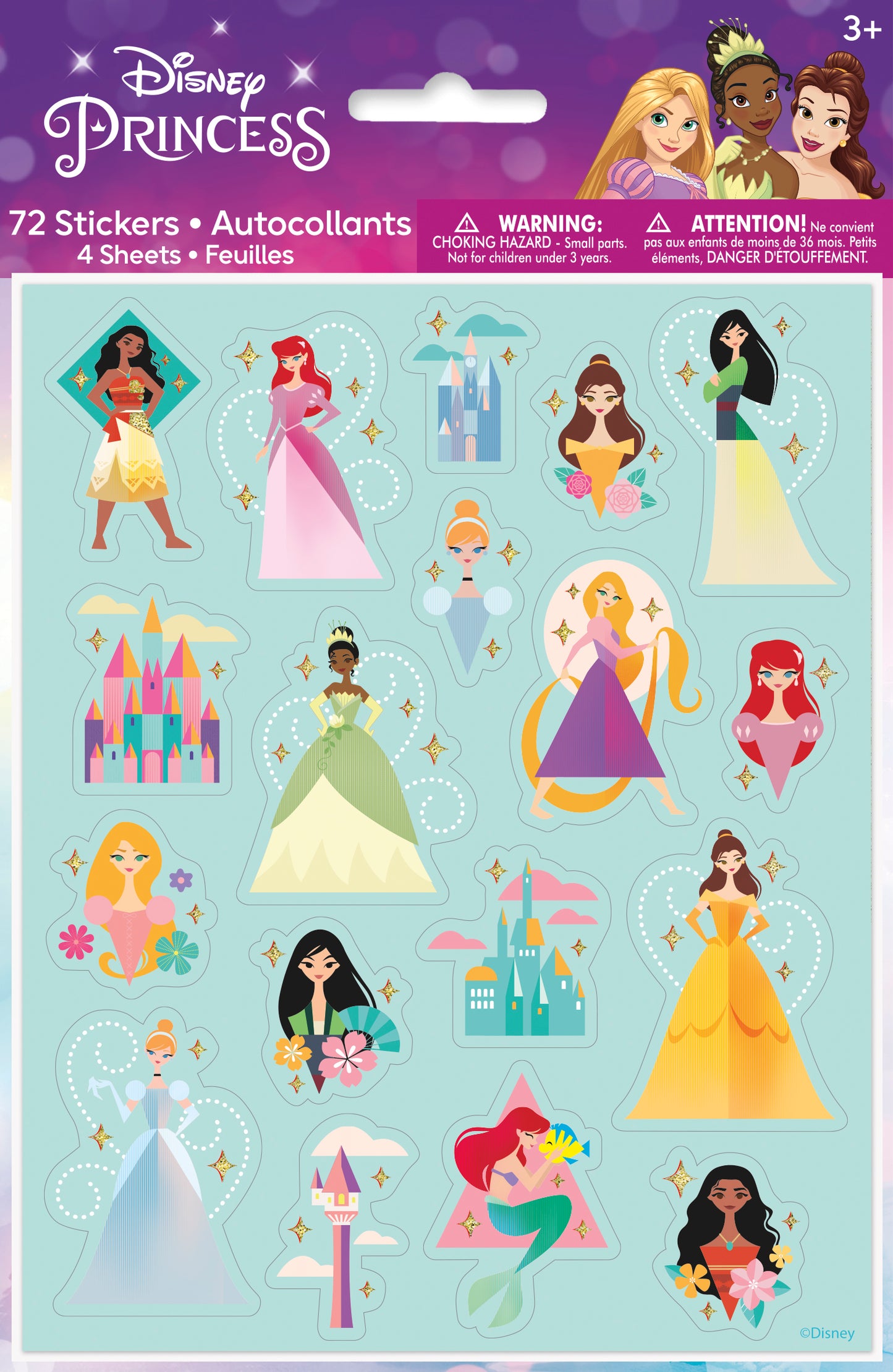 Disney Princess Glitter Sticker Sheets, 4-pc